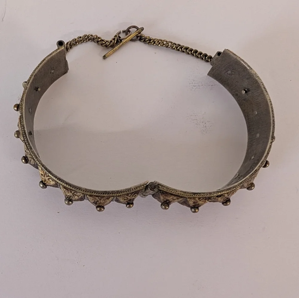 Vintage Bracelect Mid-Century Medieval Revival  Hinge Spikes Safety Chain